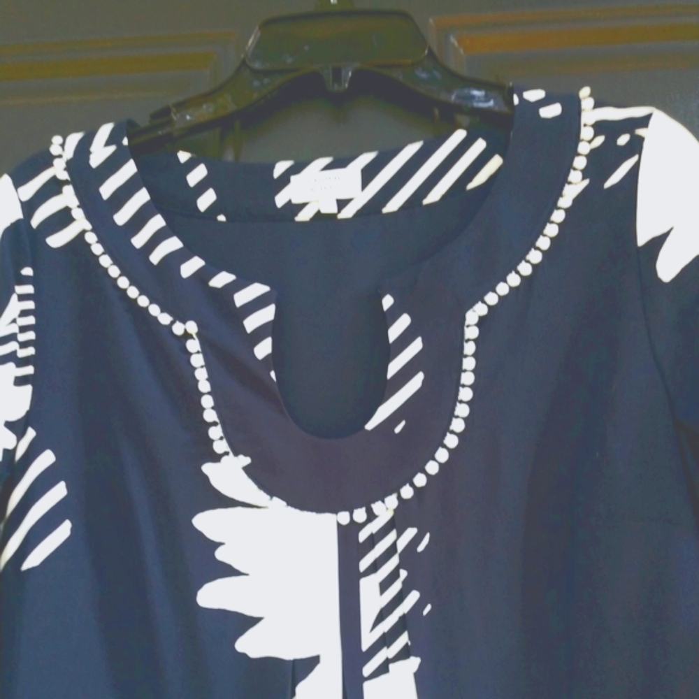 Crown & Ivy Women's Dress Navy/White Geometric Pattern New With Tags Small - Picture 3 of 16